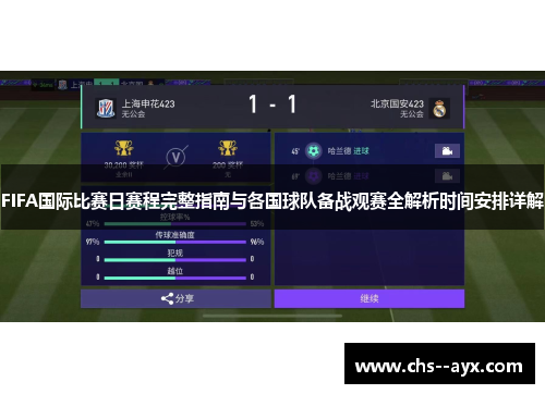 FIFA国际比赛日赛程完整指南与各国球队备战观赛全解析时间安排详解